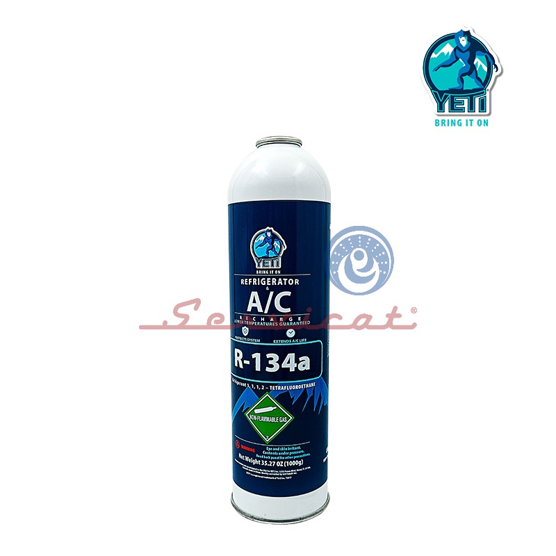 POTE DE GAS REFRIGERANTE R134A - 1000GR ORIGINAL YETI REFRIGERADORA TODAS LAS MARCAS