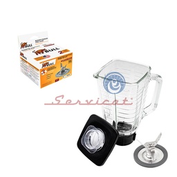 COMBO VASO CLASICO VIDRIO Y BASE+TAPA+CUCHILLA TIPO MARIPOSA LICUADORA OSTER