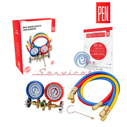 KIT DE MANÓMETROS ANALÓGICOS R134A-R12-R22 PEN REFRIGERADORA Y AIRE ACONDICIONADO TODAS LAS MARCAS