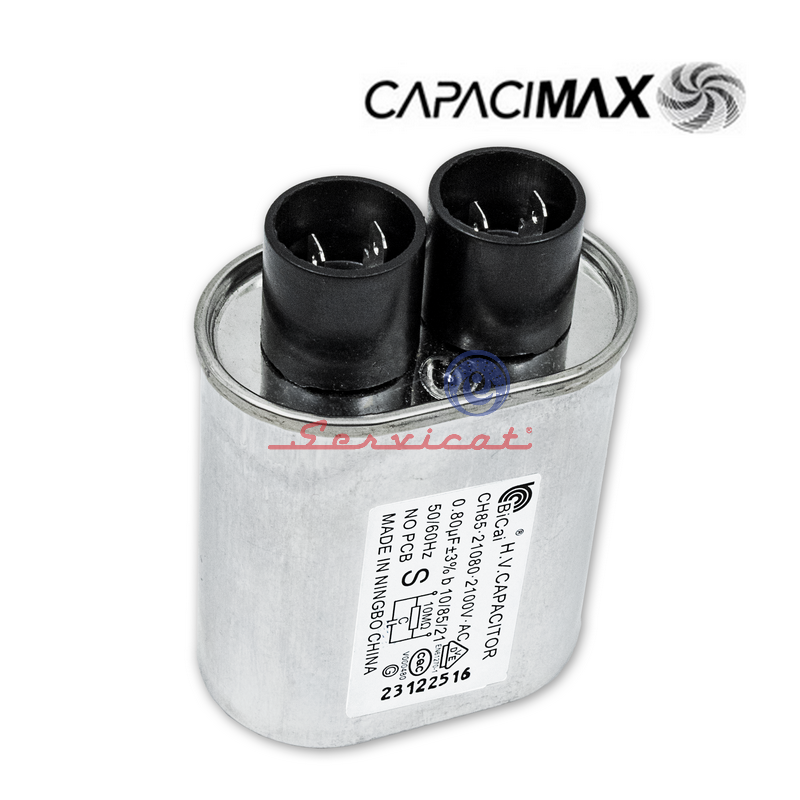 CAPACITOR DE MARCHA 0.80UF A 2100VAC CAPACIMAX MICROONDAS WHIRLPOOL - ELECTROLUX - FRIGIDAIRE - LG