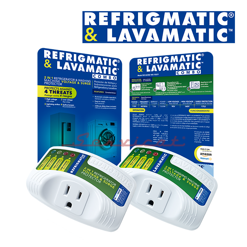 KIT DE PROTECTORES DE VOLTAJE 110V - 3MIN - 12A REFRIGERADORA Y LAVADORA TODAS LAS MARCAS