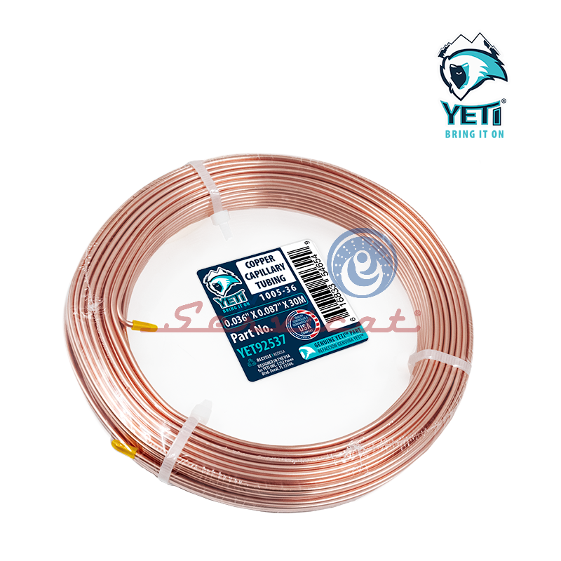 TUBO CAPILAR DE COBRE 0.036'' X 0.087'' X 30M ORIGINAL YETI REFRIGERADORA TODAS LAS MARCAS