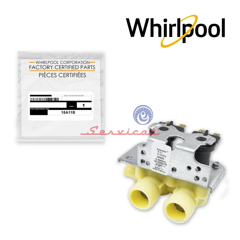 ELECTROVÁLVULA 2 SOLENOIDES - 120V ORIGINAL LAVADORA WHIRLPOOL