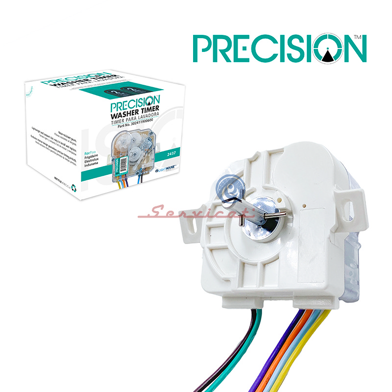 TIMER CUADRADO 6 CABLES - 2 SUJECIONES SESGADAS PRECISION LAVADORA FRIGIDAIRE-ELECTROLUX-INDURAMA