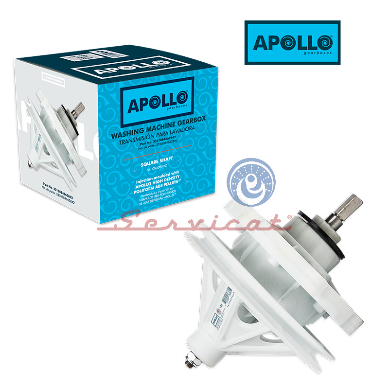 TRANSMISIÓN PLÁSTICA EJE CUADRADO APOLLO LAVADORA MABE - HACEB