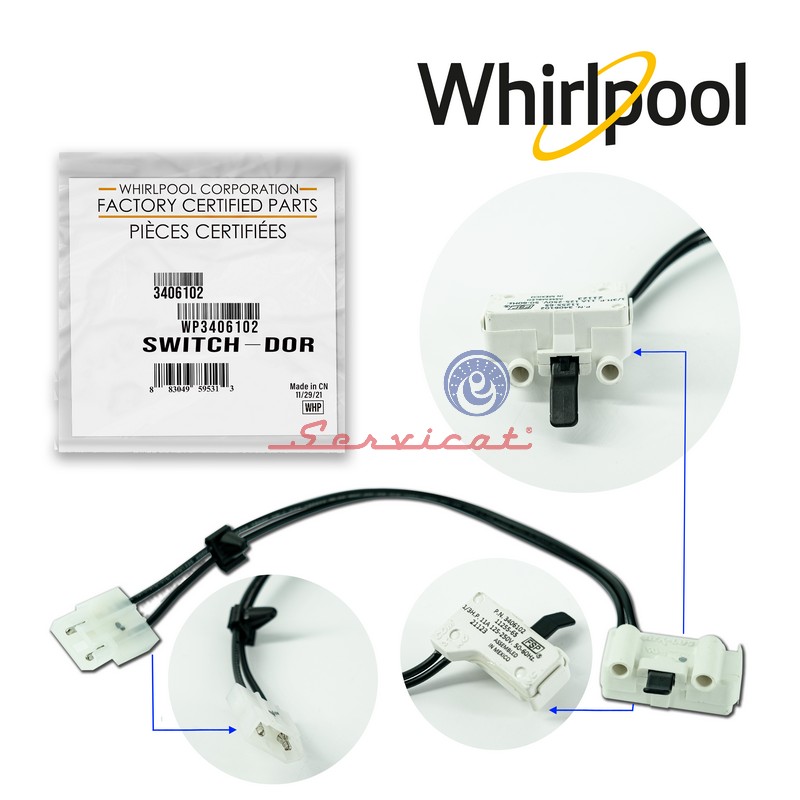 SWITCH PUERTA  ORIGINAL LAVADORA Y SECADORA WHIRLPOOL