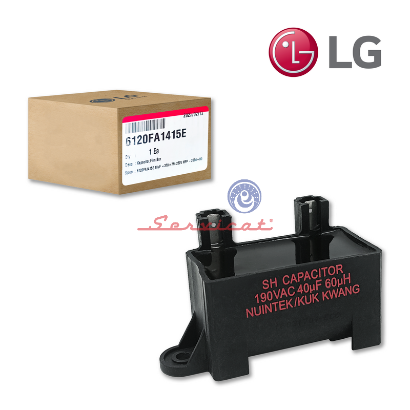 CAPACITOR DE MARCHA 40UF A 190VAC ORIGINAL LAVADORA LG.