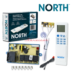 KIT TARJETA ELECTRÓNICA Y CONTROL REMOTO 12 CONECTORES - 110V A 220V NORTH AIRE ACONDICIONADO TODAS